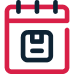 Icône de calendrier avec symbole de document, représentant la planification et la gestion de rendez-vous